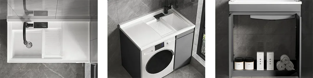 1000mm Balcony Laundry Sink Cabinet with Washing Machine in Balcony Storage Cabinet