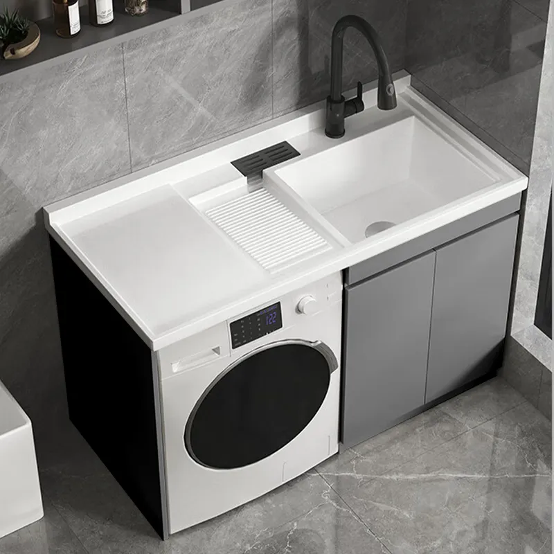 1000mm Balcony Laundry Sink Cabinet with Washing Machine in Balcony Storage Cabinet
