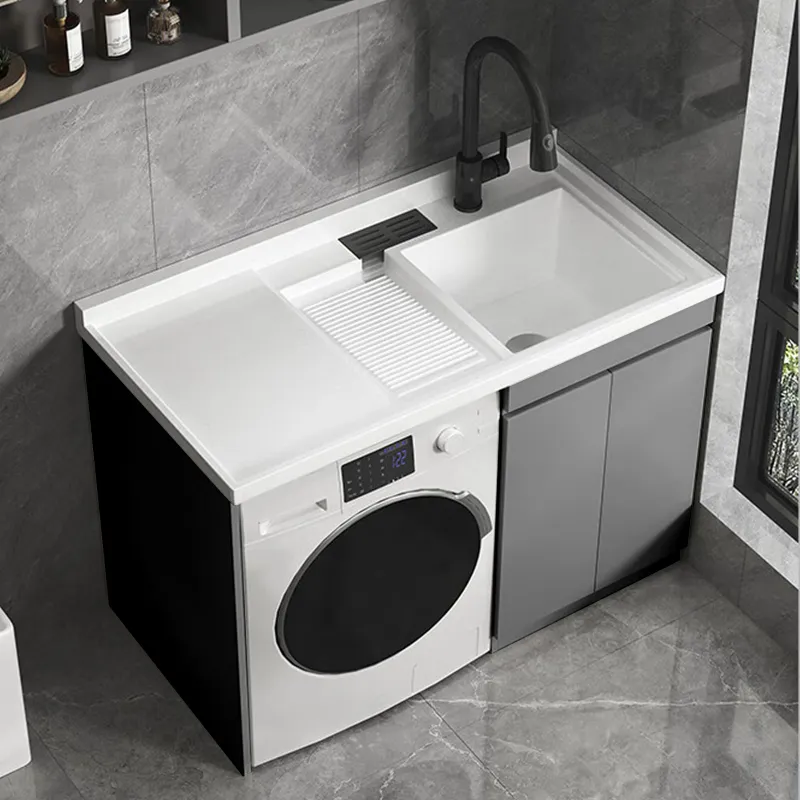 1000mm Balcony Laundry Sink Cabinet with Washing Machine in Balcony Storage Cabinet