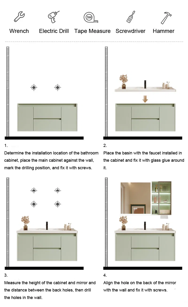 Stylish Wall-Mounted Bath Open Storage Cabinet Vanity Sink Classical Bathroom Furniture