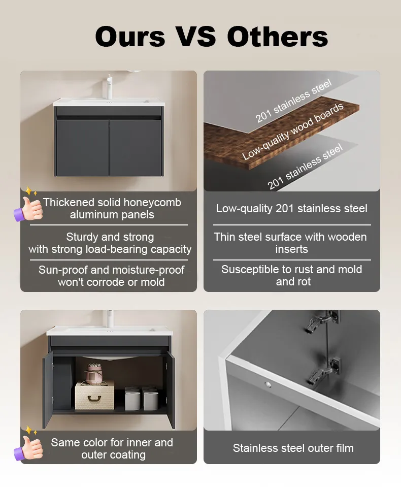 Hot-Selling Wood Color Bath Furniture Wall Hanging Mirror Bathroom Sink Cabinet