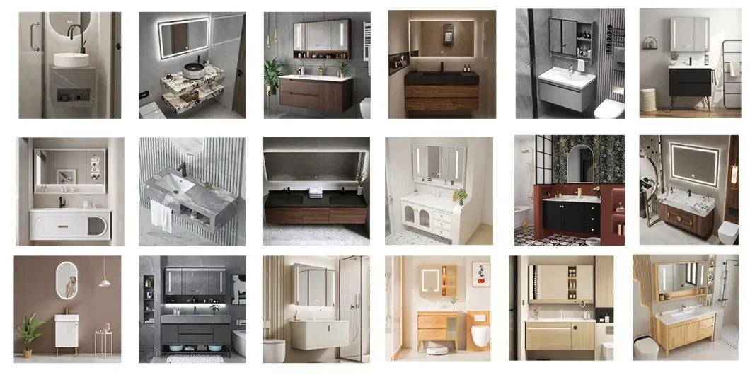 Modern Wall Mounted Bathroom Vanity Set for Bathroom Hotel Villa Apartment Washroom LED Mirror Cabinet