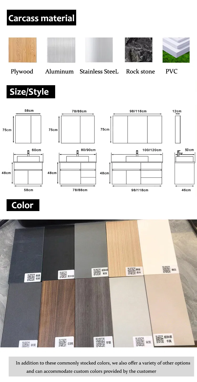 Built Multi-Functional Storage Shelf Modern Bathroom Vanity Made by Plywood Wall Mounted Bathroom Sink