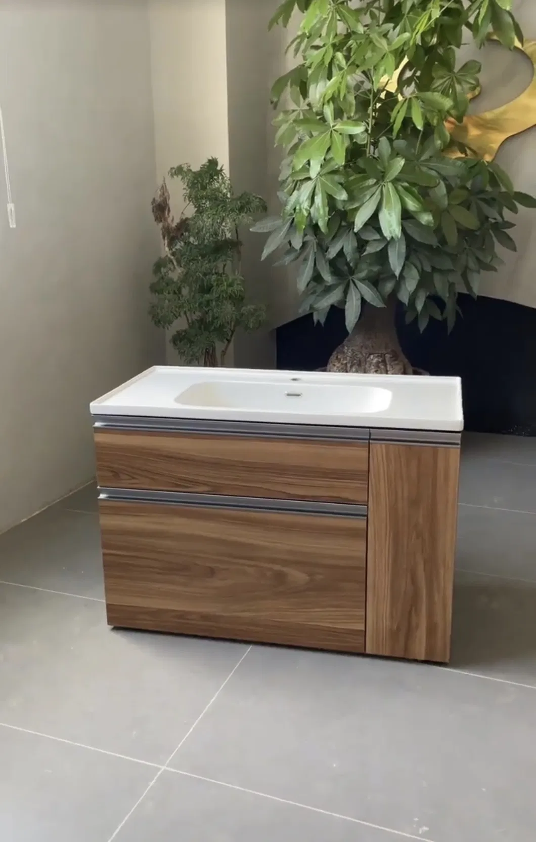 Built Multi-Functional Storage Shelf Modern Bathroom Vanity Made by Plywood Wall Mounted Bathroom Sink
