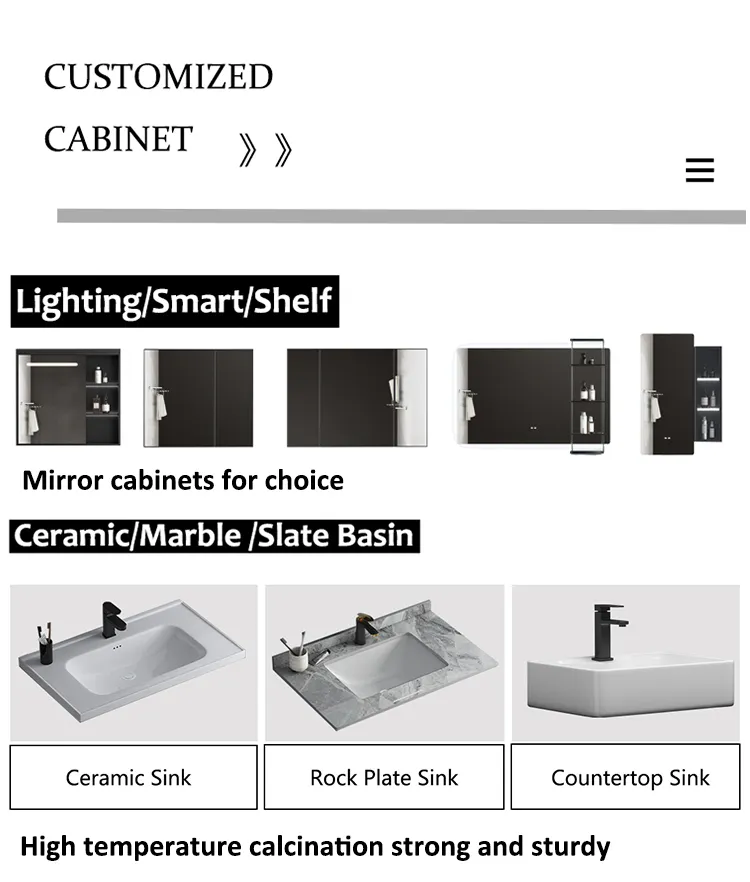 Built Multi-Functional Storage Shelf Modern Bathroom Vanity Made by Plywood Wall Mounted Bathroom Sink