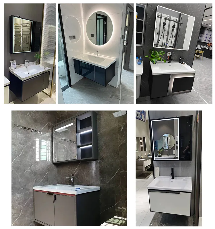 Built Multi-Functional Storage Shelf Modern Bathroom Vanity Made by Plywood Wall Mounted Bathroom Sink