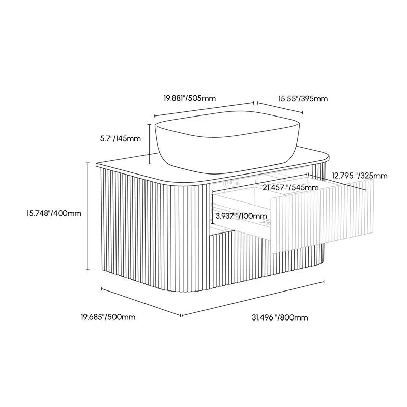 French Oak Style Grille Bathroom Cabinet with Above Counter Basin