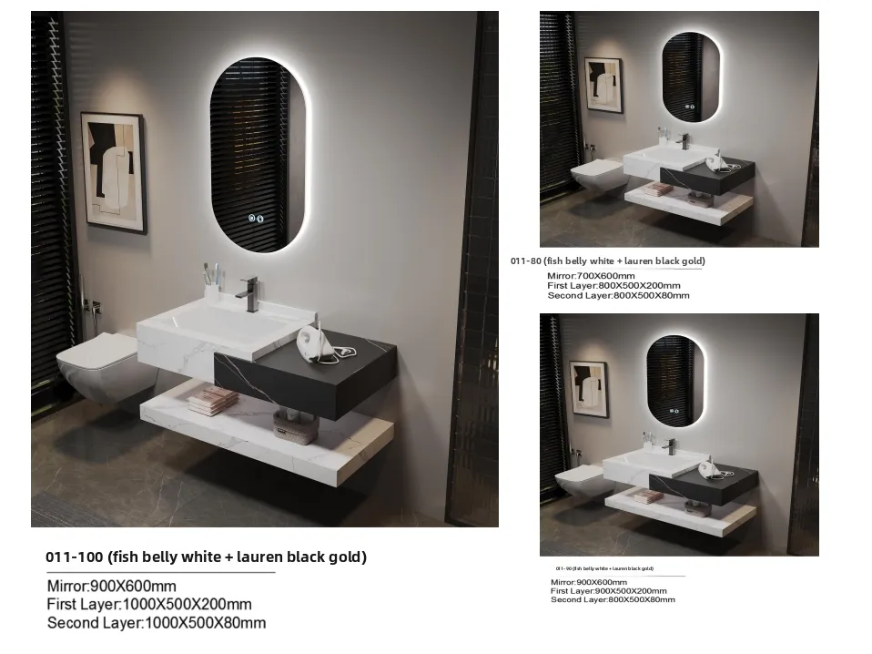 Luxury Integrated Basin, Washbasin, Rock Slab Countertop, Washbasin Bathroom Cabinet