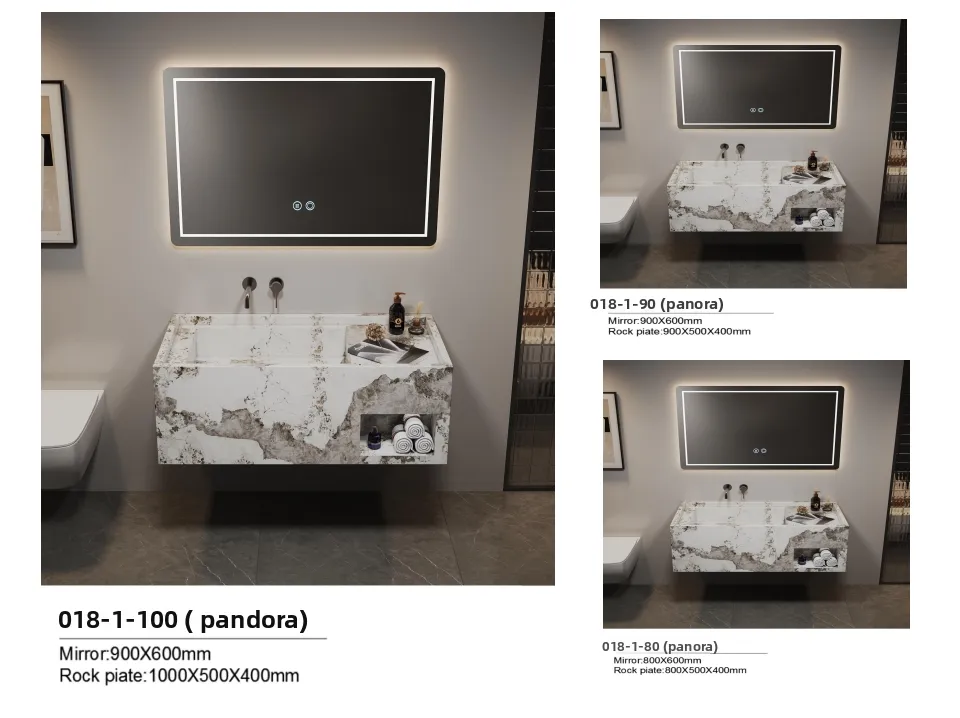 Luxury Integrated Basin, Washbasin, Rock Slab Countertop, Washbasin Bathroom Cabinet