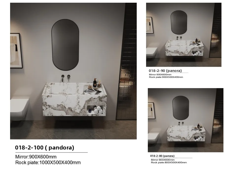 Luxury Integrated Basin, Washbasin, Rock Slab Countertop, Washbasin Bathroom Cabinet