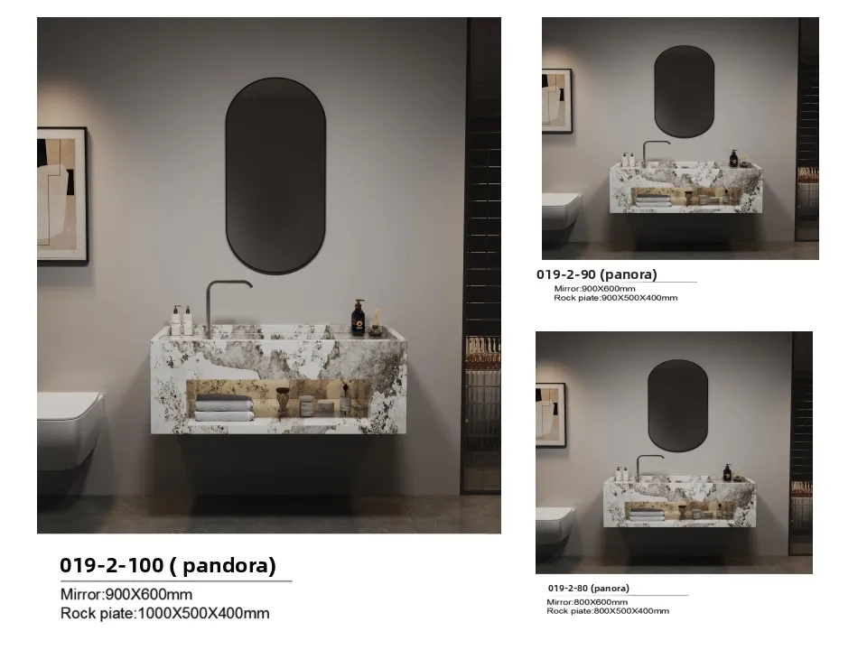 Luxury Integrated Basin, Washbasin, Rock Slab Countertop, Washbasin Bathroom Cabinet