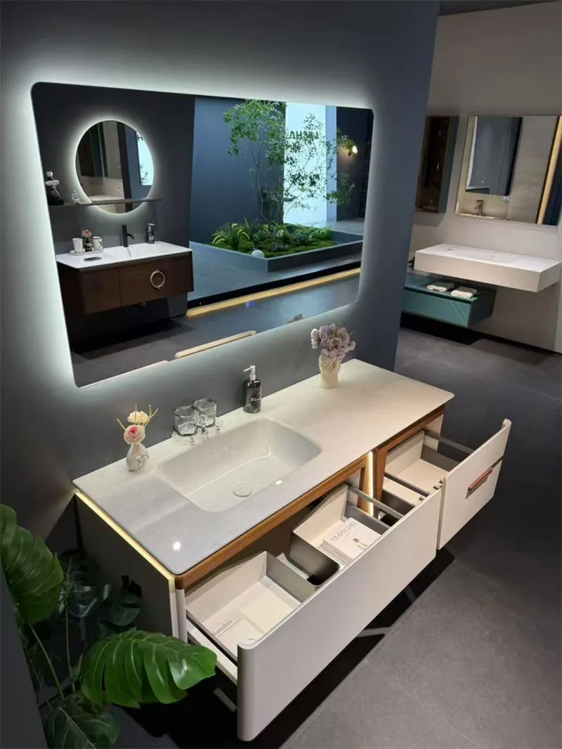 Luxurious Modern Design Bathroom Cabinet with Marble Countertop