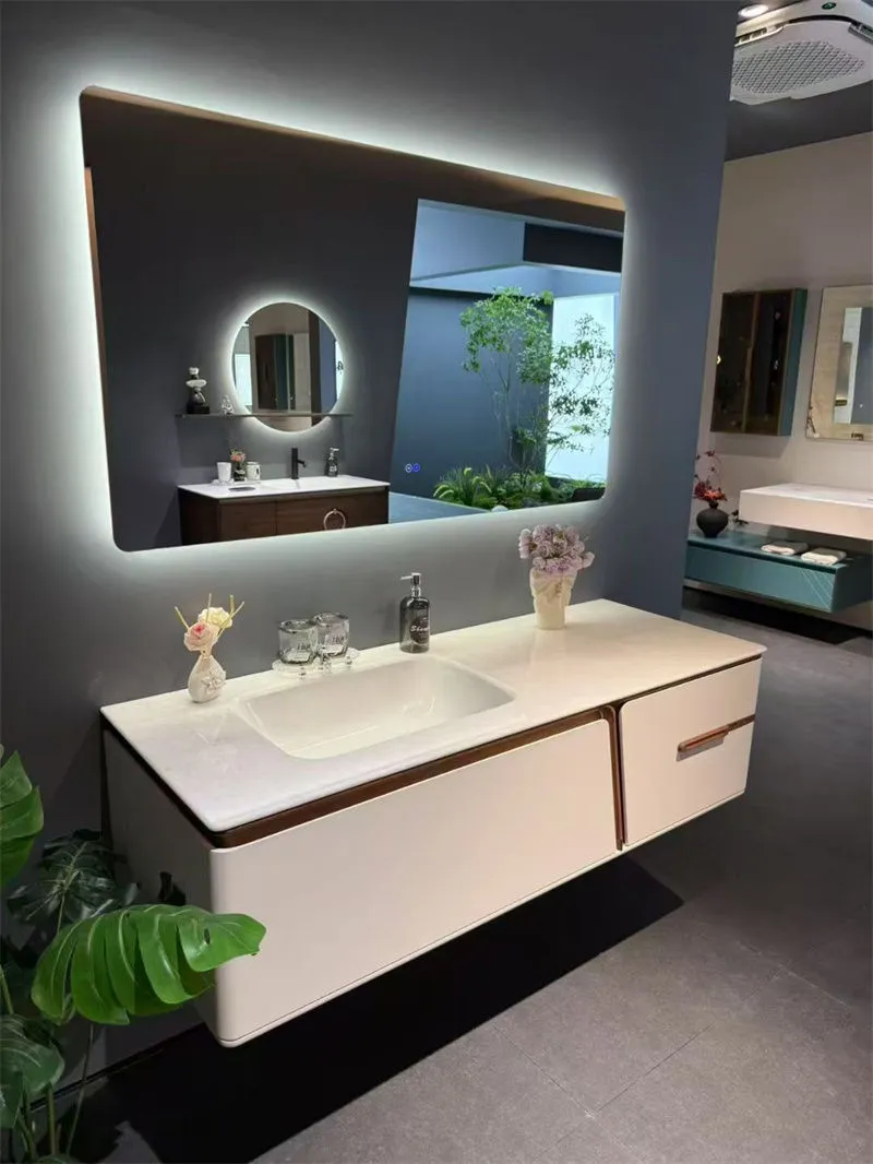 Luxurious Modern Design Bathroom Cabinet with Marble Countertop