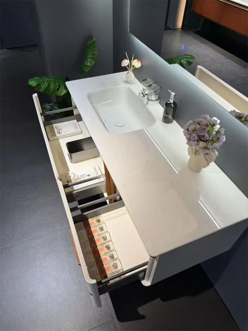 Luxurious Modern Design Bathroom Cabinet with Marble Countertop