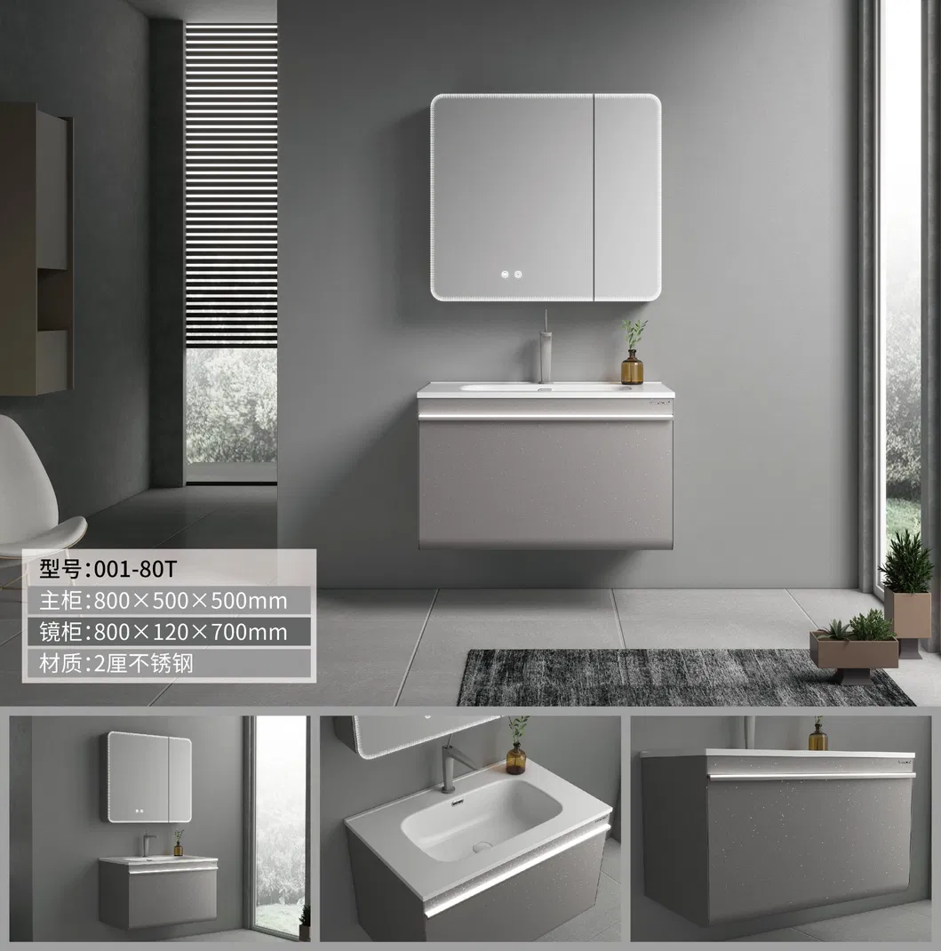 Premium 2mm Thick Waterproof Stainless Steel Bathroom Storage Cabinet