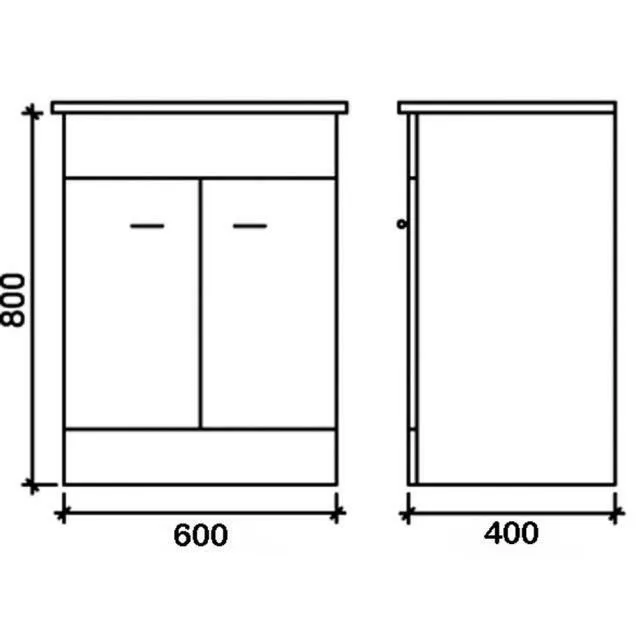 High Gloss White PVC Bathroom Cabinet 600mm (FSC, BSCI, EUDR)