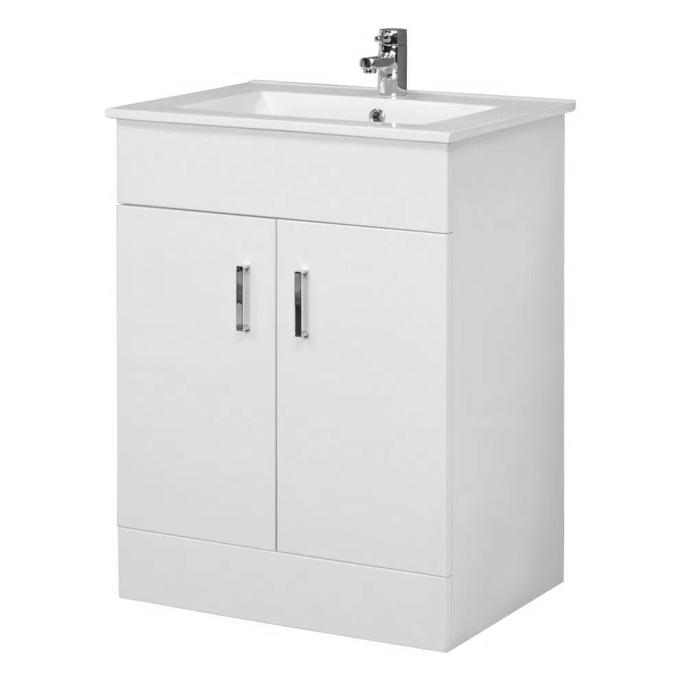 High Gloss White PVC Bathroom Cabinet 600mm (FSC, BSCI, EUDR)