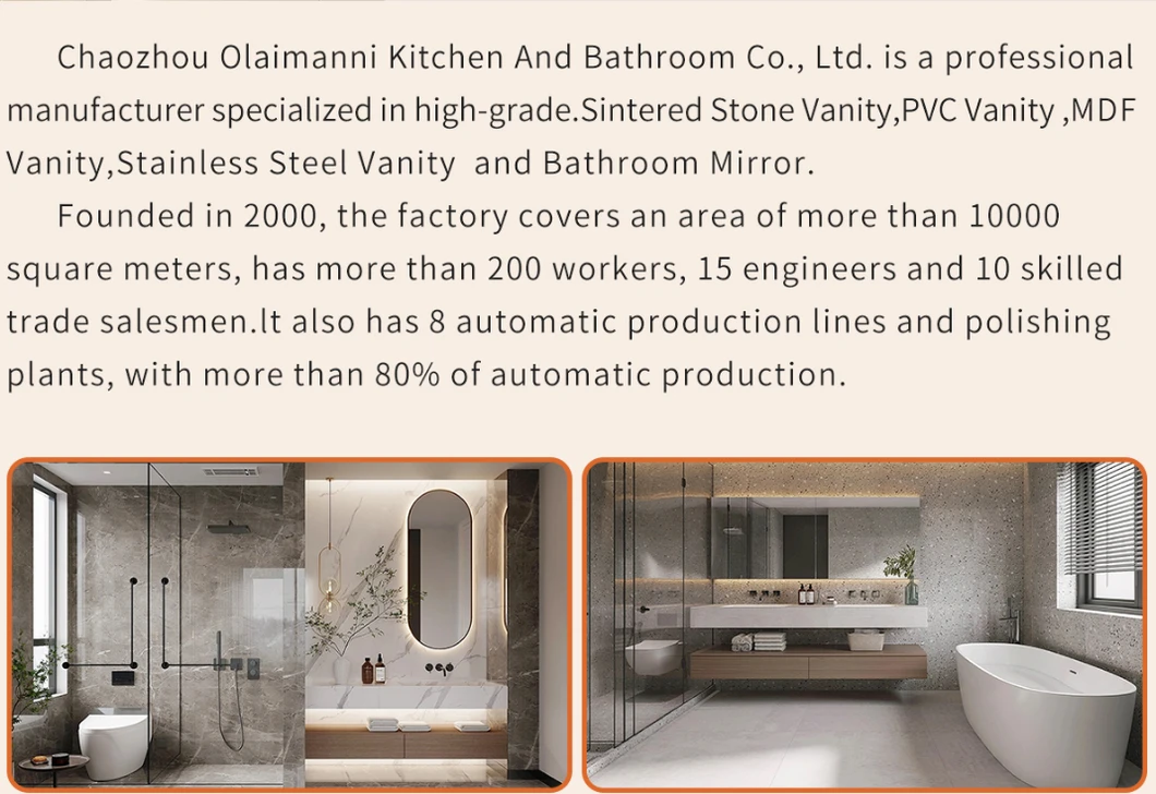 Modern Wholesale Price Home Decoration Customized Wooden Shape Sintered Stone Rectangular Bathroom Vanity