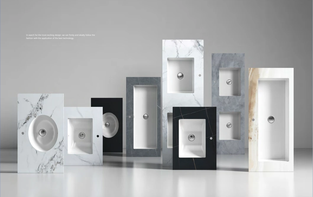 Modern Wholesale Price Home Decoration Customized Wooden Shape Sintered Stone Rectangular Bathroom Vanity