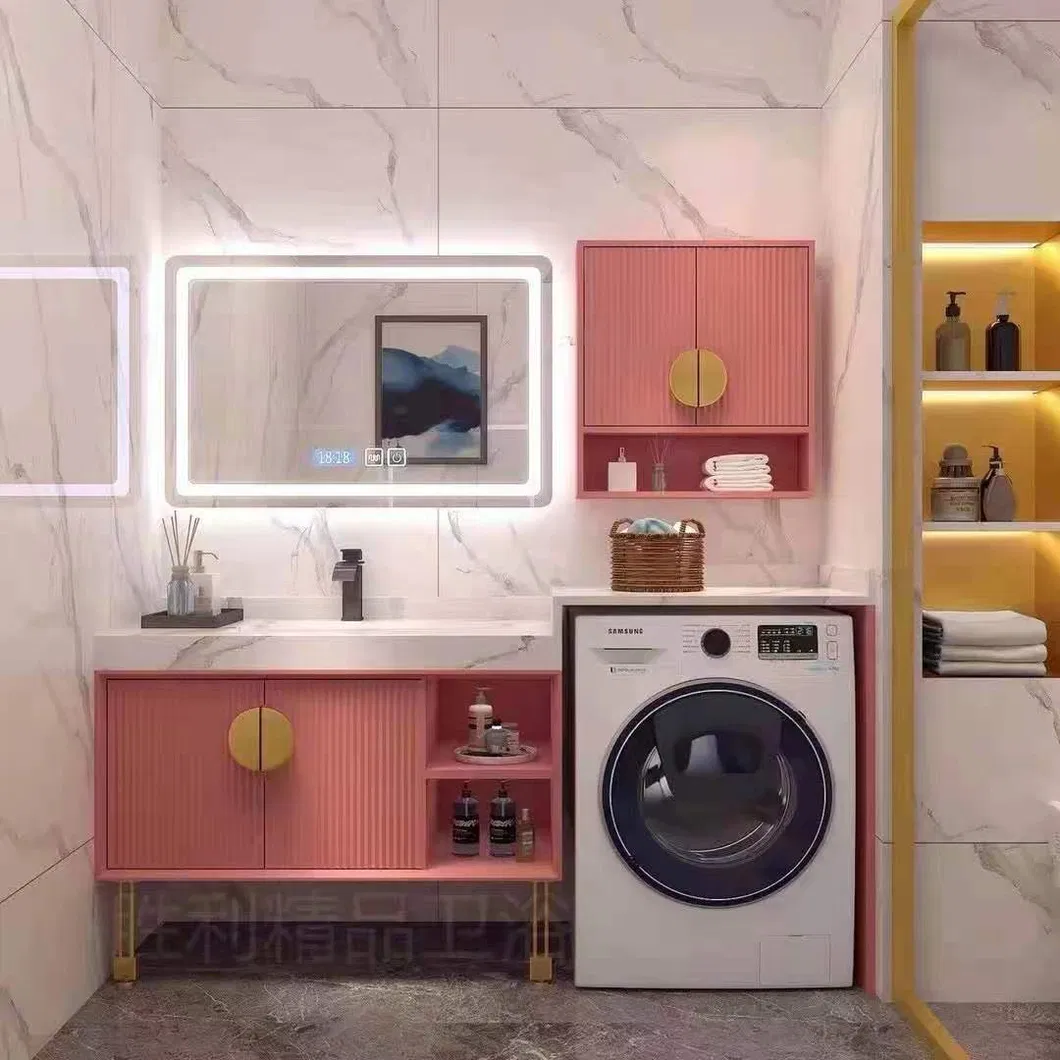 Hangzhou Factory High Quality Triple Sink Basin Wall Modern Melamine Board Wooden Hotel Decoration Bathroom Furniture Smart PVC Vanity Cabinet