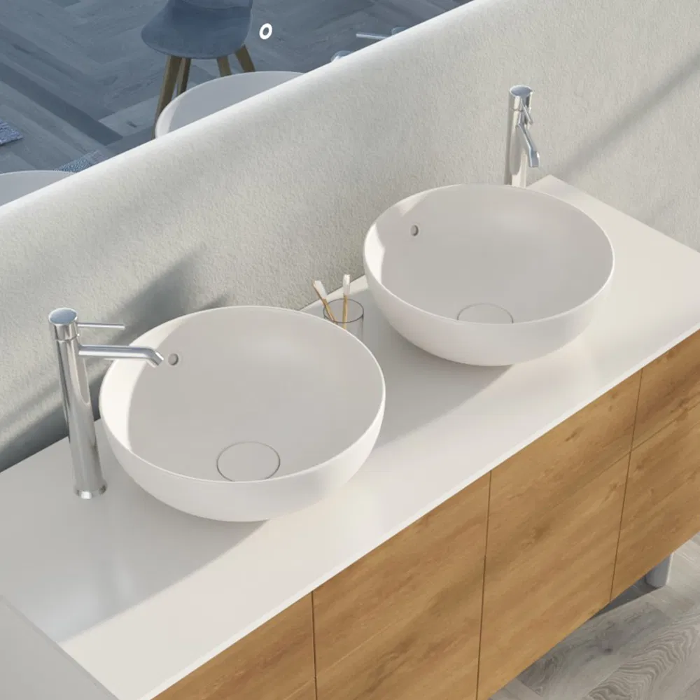 OEM Modern Style Luxury Storage MFC White Basin Cabinet with Mirror and Double Sink Bathroom Vanities for Hotel