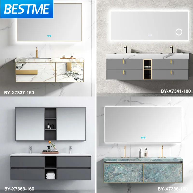 Guangdong Fatctoy ODM LED Smart Mirror Customized Size Sinterstone Basin Bathroom Vanity Cabinet (BY-X8005)