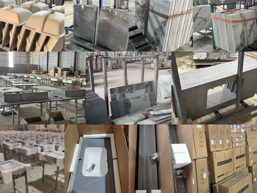 Marble Bathroom Vanity Wash Basin Cabinets with Elegant Mirror for Your Modern Bath Space