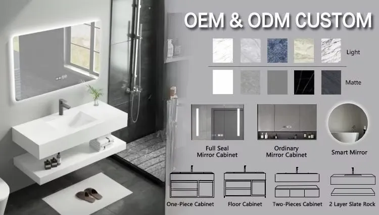 Marble Bathroom Vanity Wash Basin Cabinets with Elegant Mirror for Your Modern Bath Space