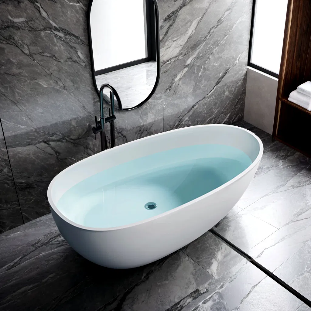 Factory Hot Sale Modern Phantom Pearl Freestanding Pure Acrylic Stone SPA Bathroom Bathtub Hot Tub for Hotel and Family