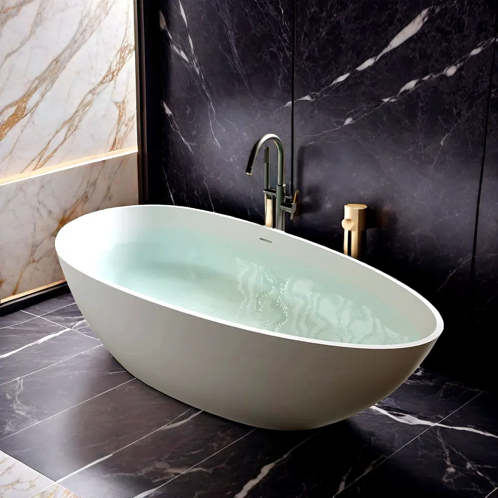 Factory Hot Sale Modern Phantom Pearl Freestanding Pure Acrylic Stone SPA Bathroom Bathtub Hot Tub for Hotel and Family