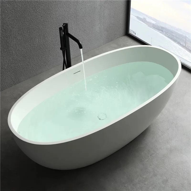Factory Hot Sale Modern Phantom Pearl Freestanding Pure Acrylic Stone SPA Bathroom Bathtub Hot Tub for Hotel and Family