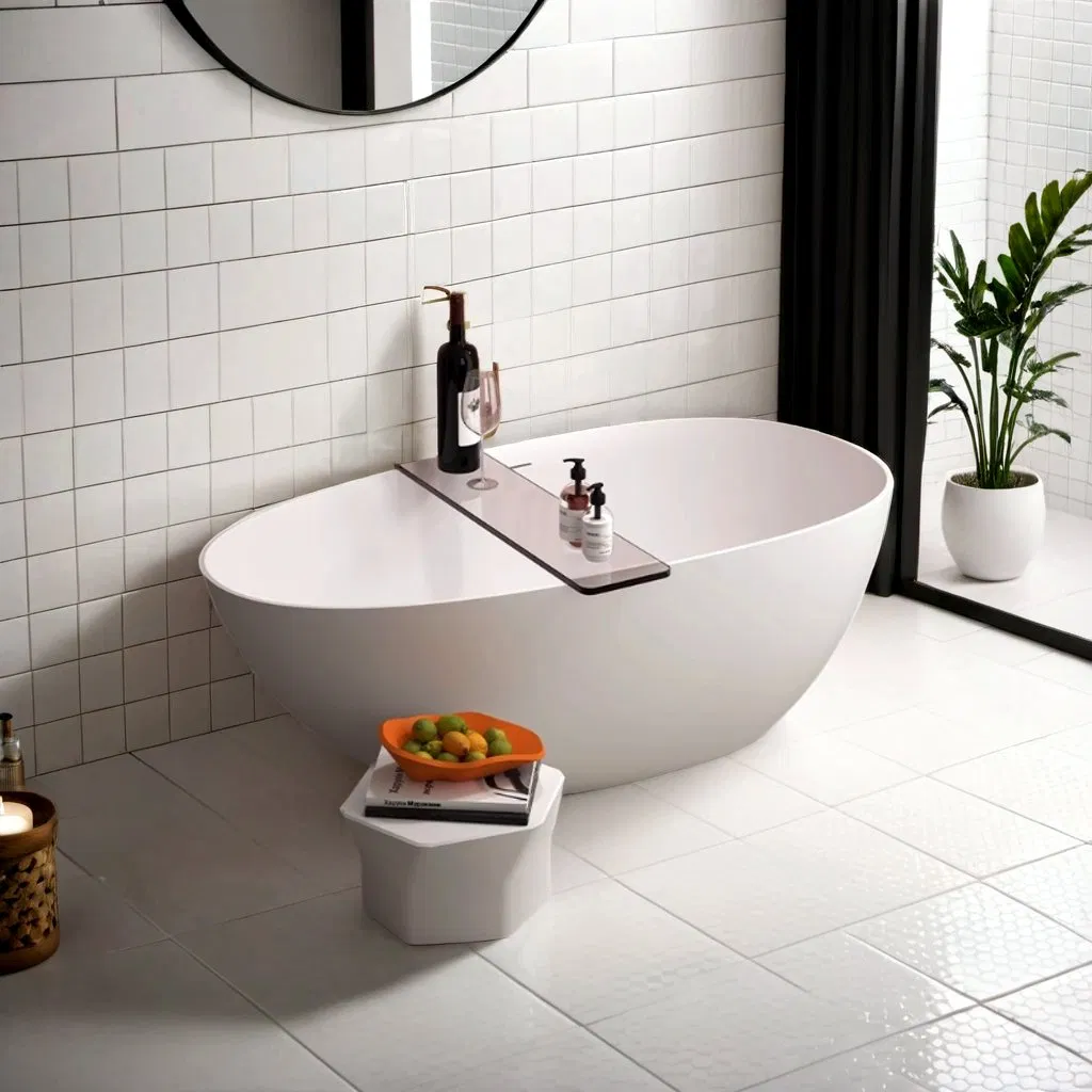 Factory Hot Sale Modern Phantom Pearl Freestanding Pure Acrylic Stone SPA Bathroom Bathtub Hot Tub for Hotel and Family