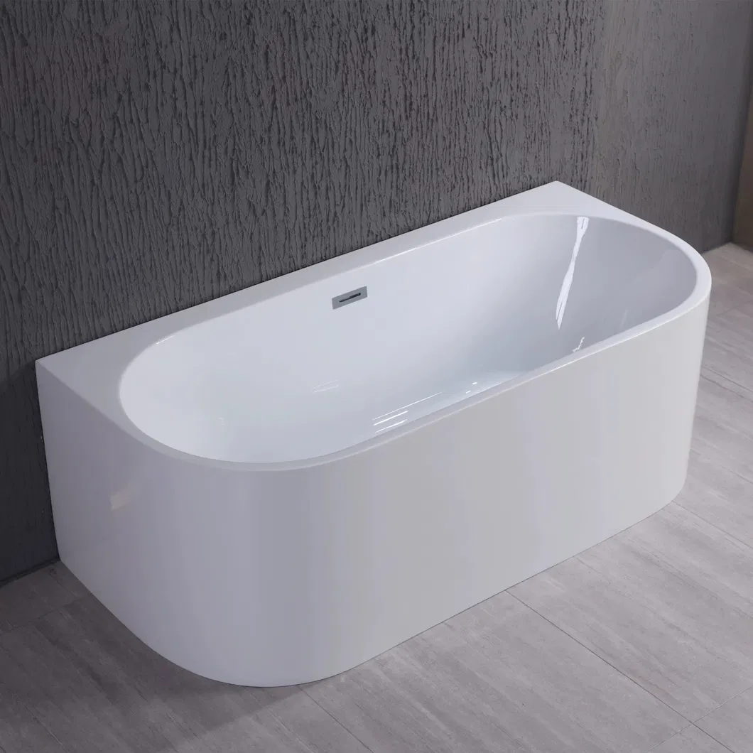 Interior Decoration European Modern Oval Smooth Freestanding Pure Acrylic Stone SPA Bathroom Bathtub Hot Tub for Family
