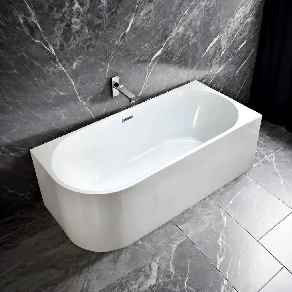 Interior Decoration European Modern Oval Smooth Freestanding Pure Acrylic Stone SPA Bathroom Bathtub Hot Tub for Family
