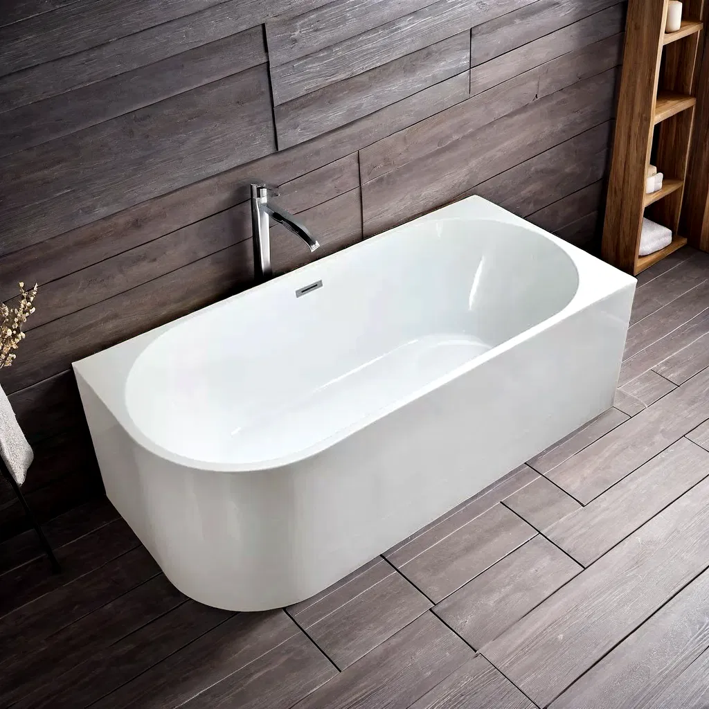 Interior Decoration European Modern Oval Smooth Freestanding Pure Acrylic Stone SPA Bathroom Bathtub Hot Tub for Family