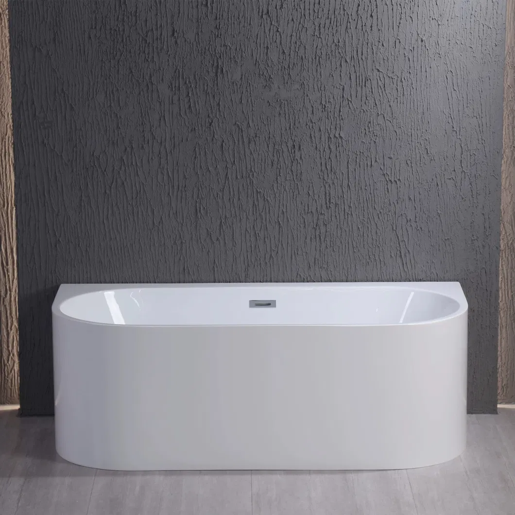 Interior Decoration European Modern Oval Smooth Freestanding Pure Acrylic Stone SPA Bathroom Bathtub Hot Tub for Family