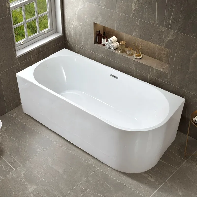 Interior Decoration European Modern Oval Smooth Freestanding Pure Acrylic Stone SPA Bathroom Bathtub Hot Tub for Family