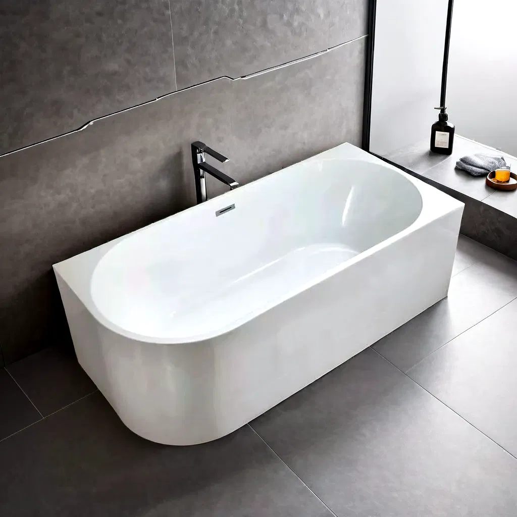 Interior Decoration European Modern Oval Smooth Freestanding Pure Acrylic Stone SPA Bathroom Bathtub Hot Tub for Family