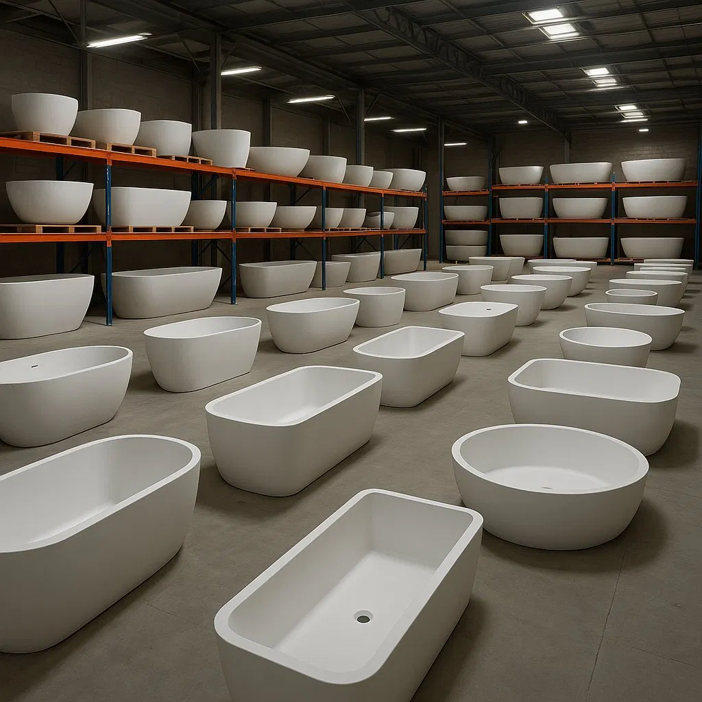 Interior Decoration European Modern Oval Smooth Freestanding Pure Acrylic Stone SPA Bathroom Bathtub Hot Tub for Family