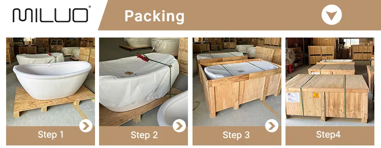 Factory OEM Solid Surface Bathroom Soaking Bathtub Artificial Stone SPA Resin Freestanding Matte White Bath Tub