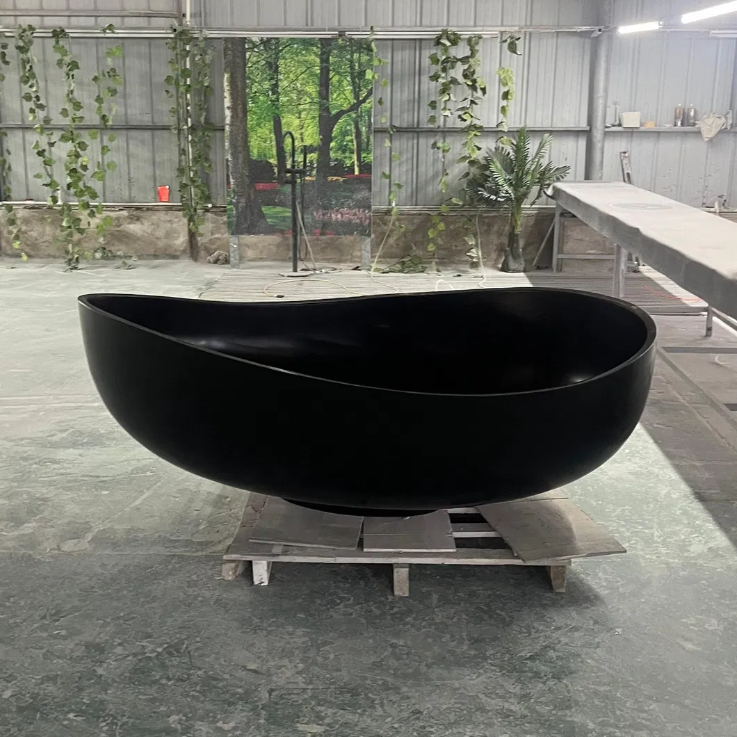 Factory OEM Solid Surface Bathroom Soaking Bathtub Artificial Stone SPA Resin Freestanding Matte White Bath Tub