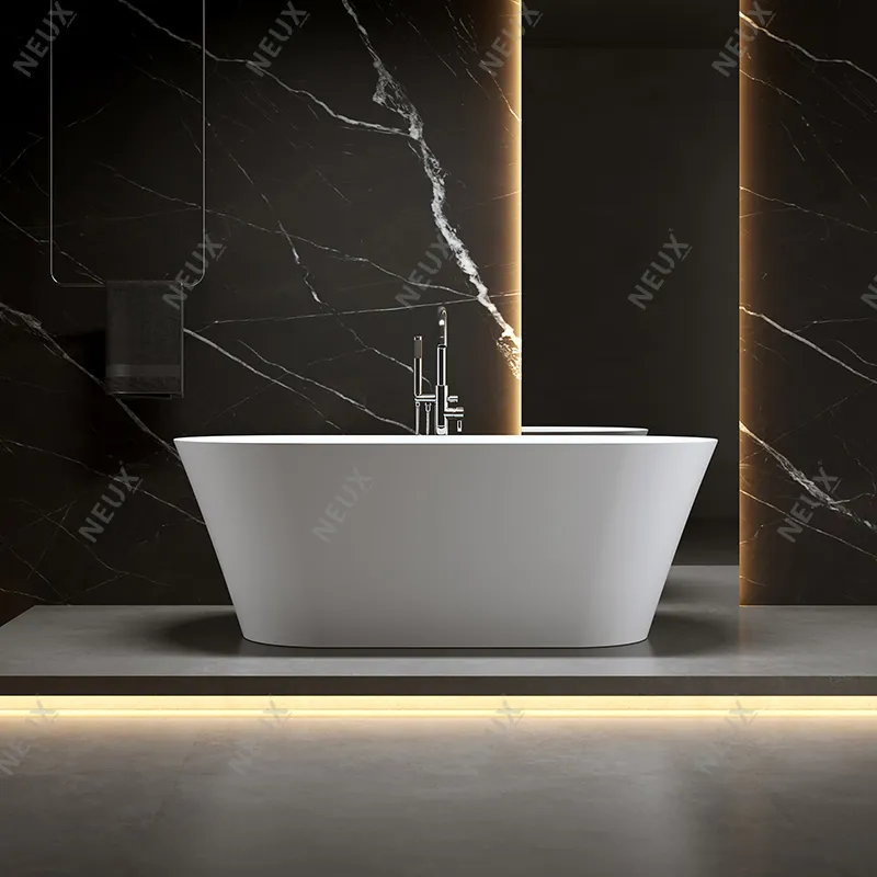 Modern Hotel Luxury Soaking White Freestanding Tub Acrylic Stand-Alone Bathtub