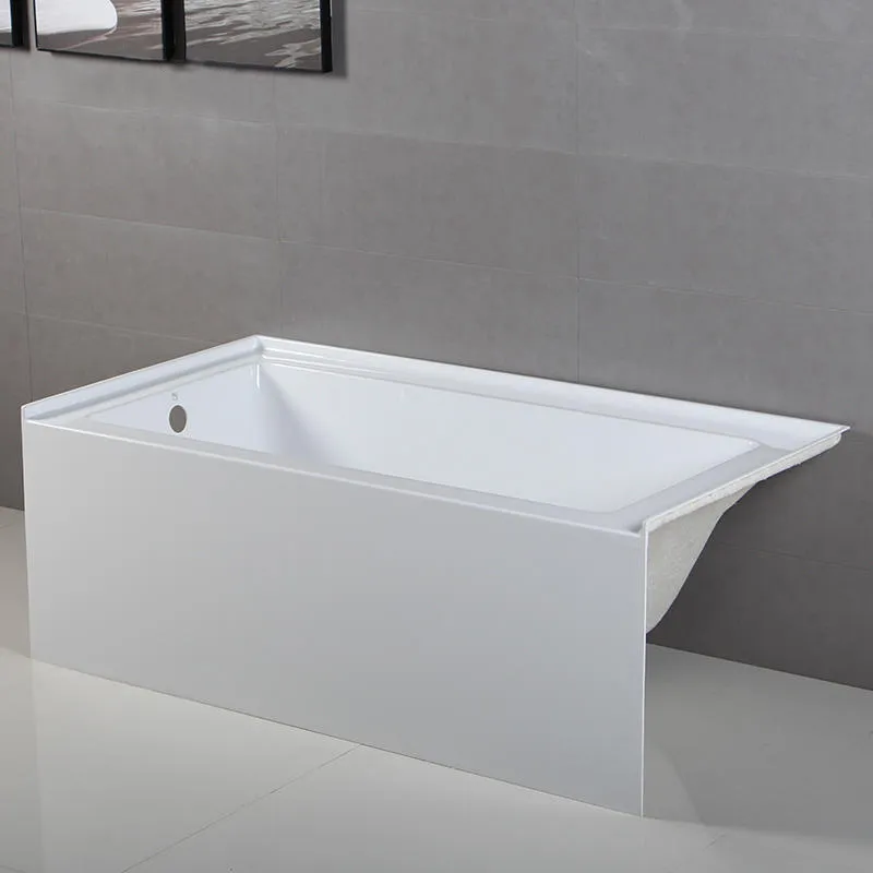 New Design Custom Recessed Bathroom Slim Acrylic 3 Side Skirt Bathtub