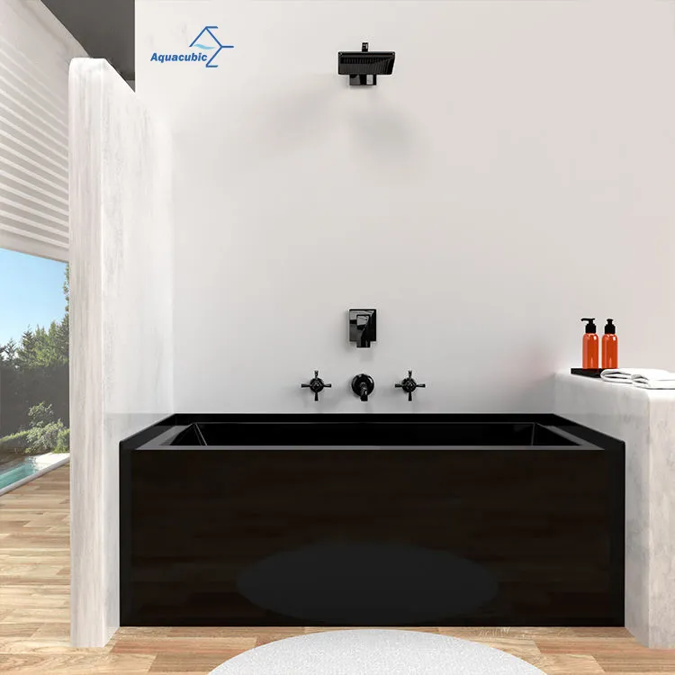 New Design Custom Recessed Bathroom Slim Acrylic 3 Side Skirt Bathtub