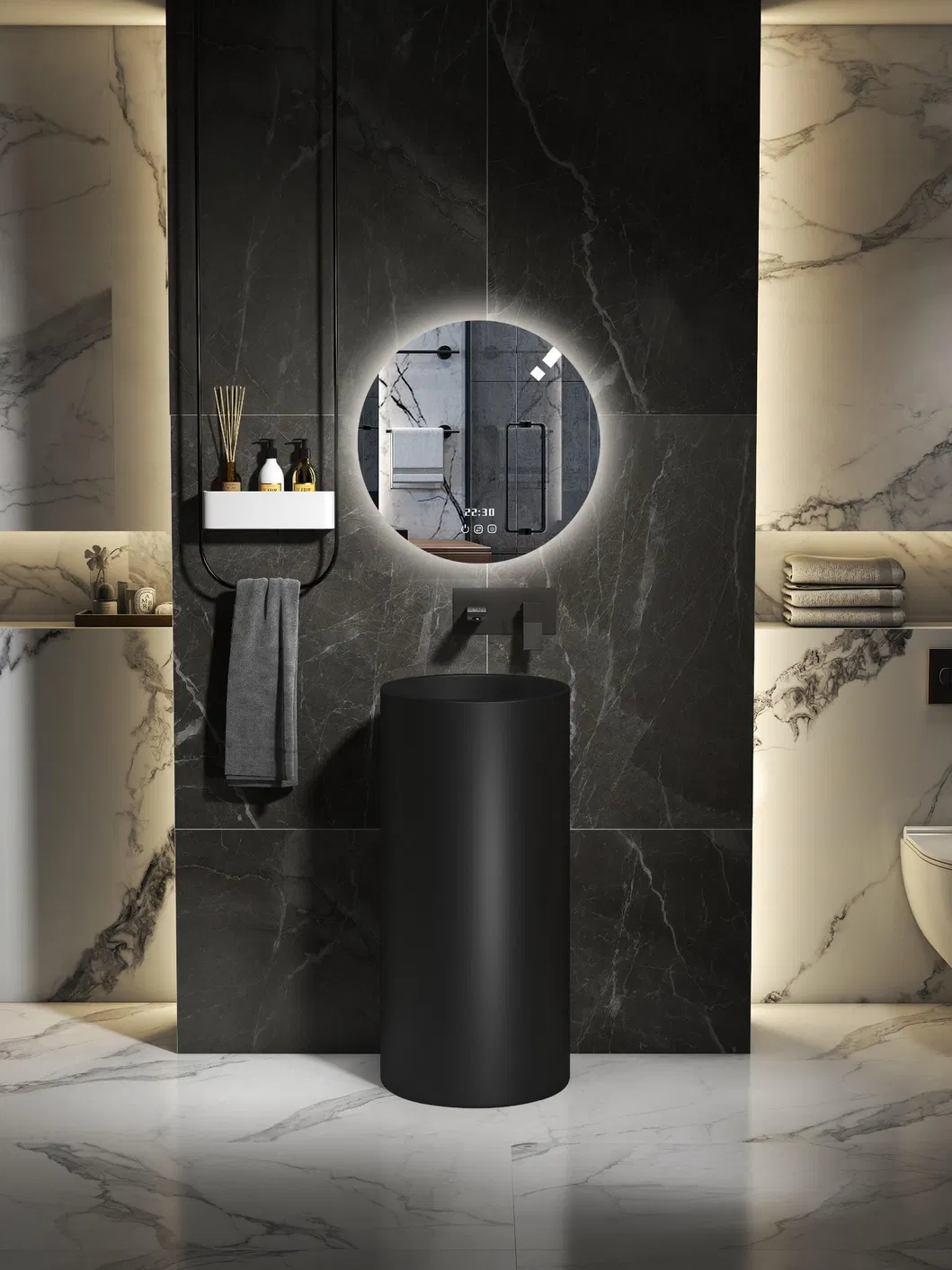 Artificial Stone Freestanding Bathroom Wash Basin OEM Factory Bathroom Pedestal Solid Surface Shampoo Sink