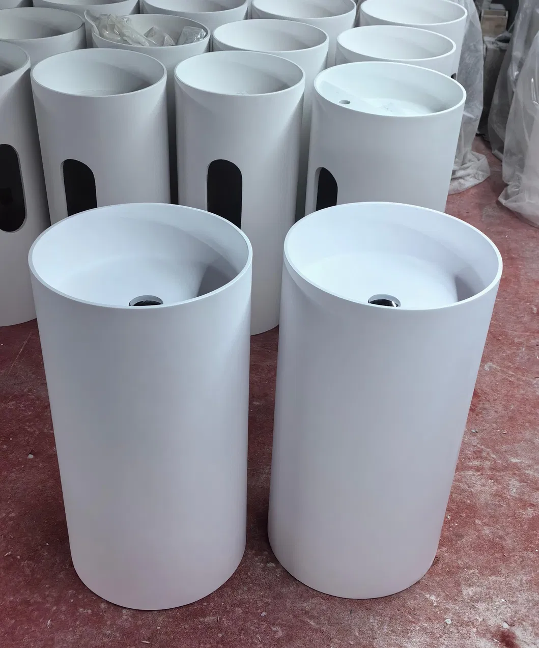 Artificial Stone Freestanding Bathroom Wash Basin OEM Factory Bathroom Pedestal Solid Surface Shampoo Sink