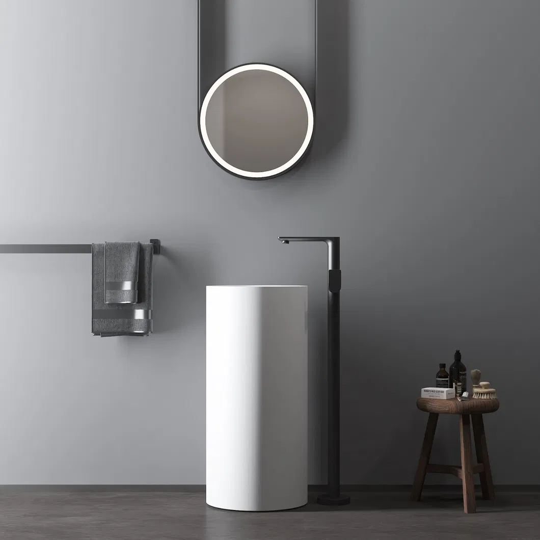 Artificial Stone Freestanding Bathroom Wash Basin OEM Factory Bathroom Pedestal Solid Surface Shampoo Sink