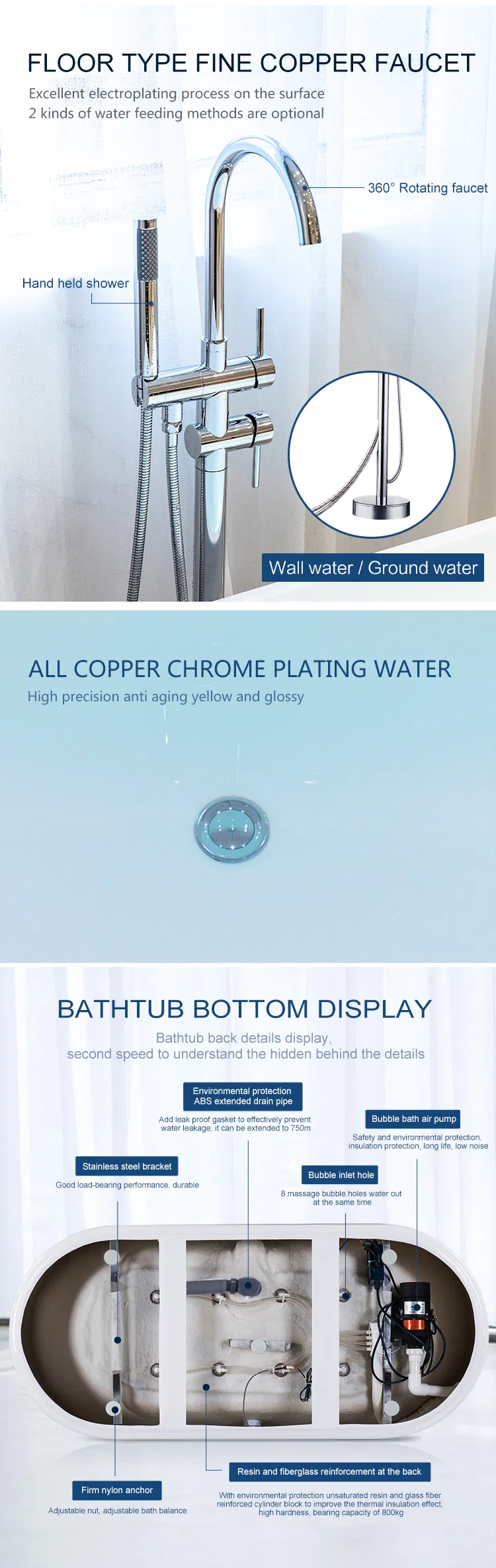 Stacking Packing Modern White Bath Tub Acrylic Free Standing Bathtub