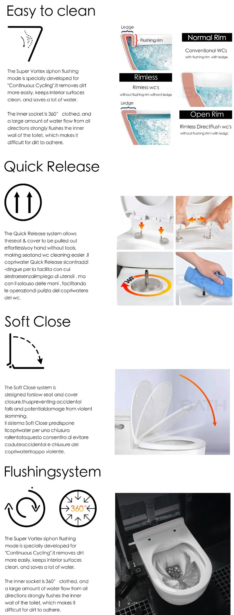 Ortonbath Modern Square Shape Ceramic Bathroom Toilet Suit Toilet Set Bathroom Set Toilet with Three Hole Argentina Bidet Toilet Bowl Set