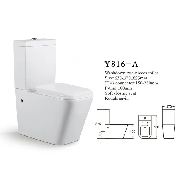 Watermark Toilet Ceramic Toilet Bowl P Trap Two Piece Toliet for Bathroom